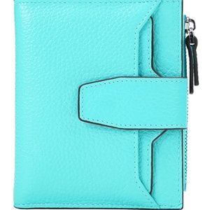 NEW Women's RFID Blocking Leather Small Compact Bi-fold Zipper Pocket Wallet